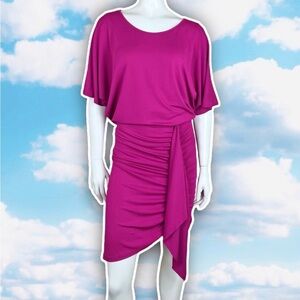 MICHAEL KORS COLLECTION Dolman Sleeve Asymmetrical Ruched Crepe Jersey Dress